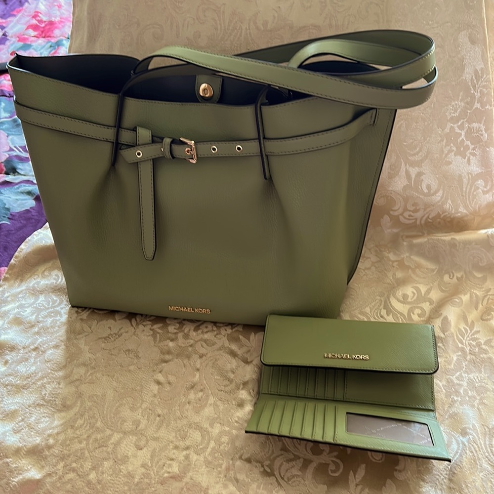 Michael Kors purse with matching wallet.